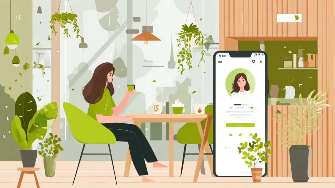 LINE特典を確認する女性の画像
