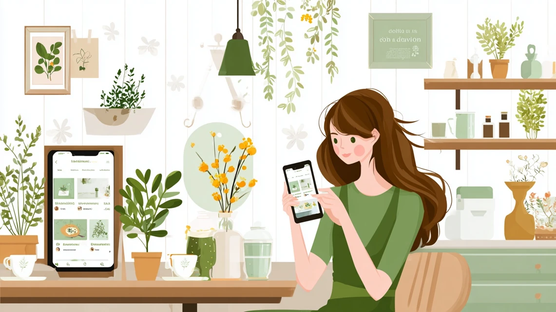 テイクアウト限定かっぱ寿司クーポンコード入手ルートを確認する女性