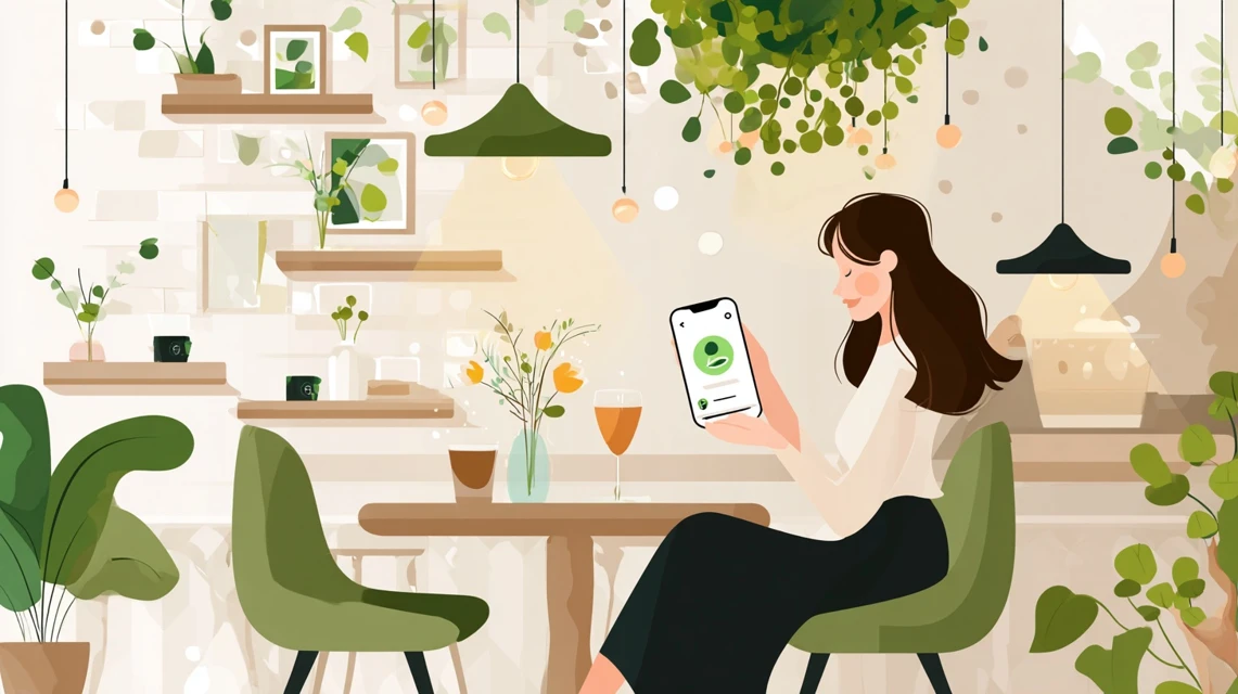 安全な節約方法を確認する女性の画像