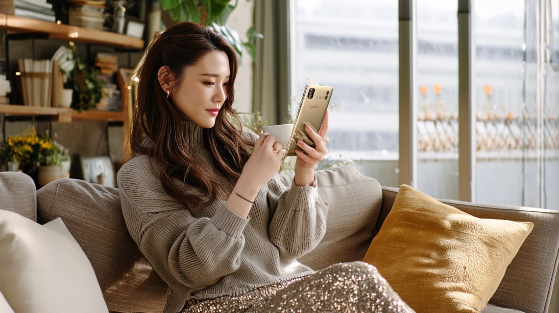 枕の耐久性を調べる女性の画像