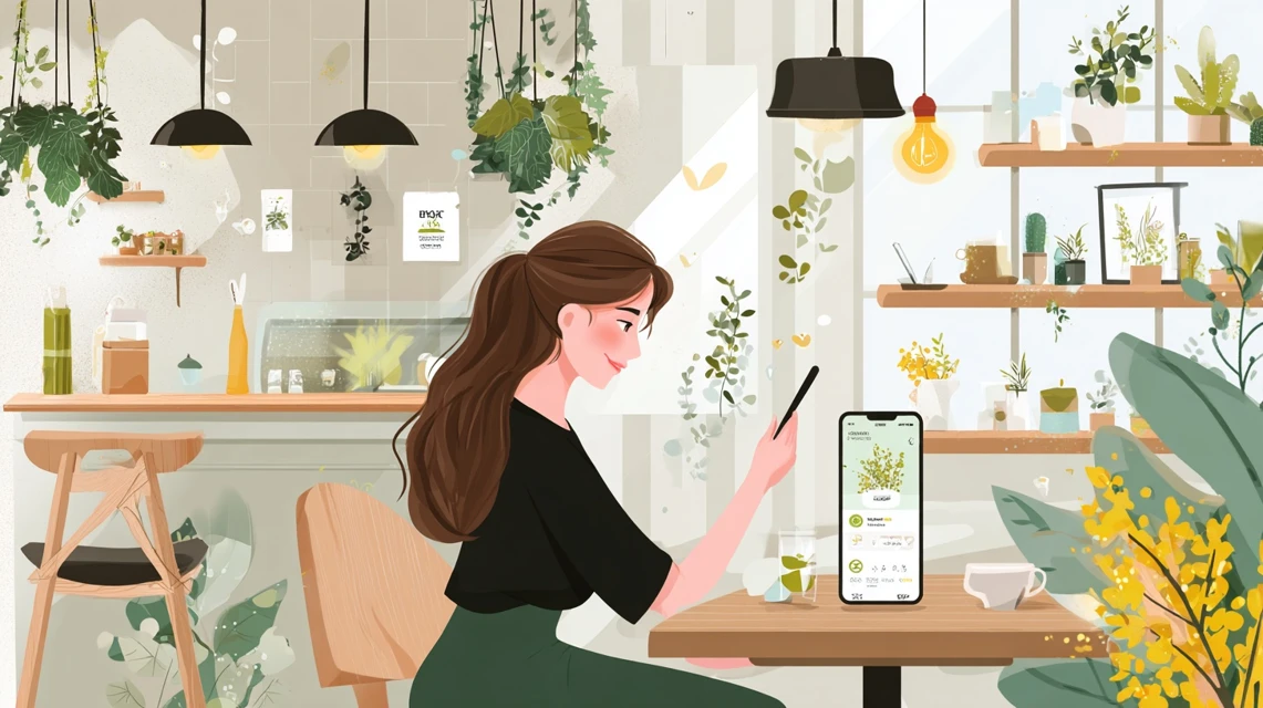 ネル割引併用方法を見る日本人女性の画像