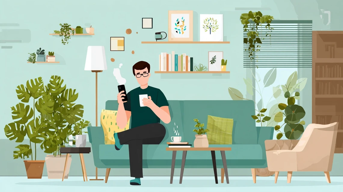 評判の内容を確認する日本人の画像