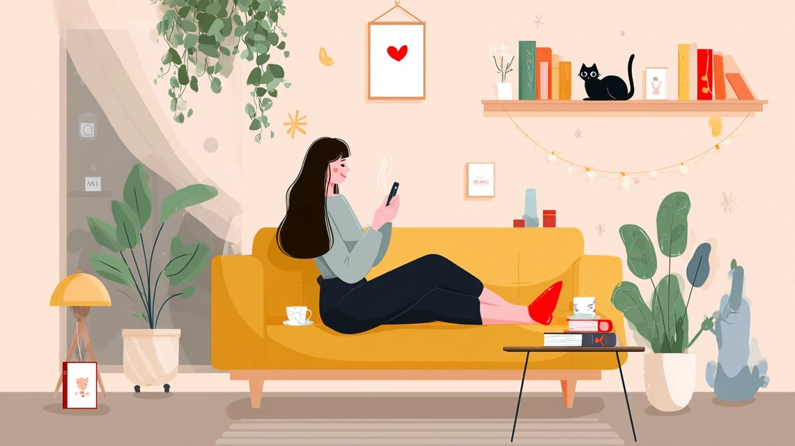 ネル価格変動を見る日本人女性の画像