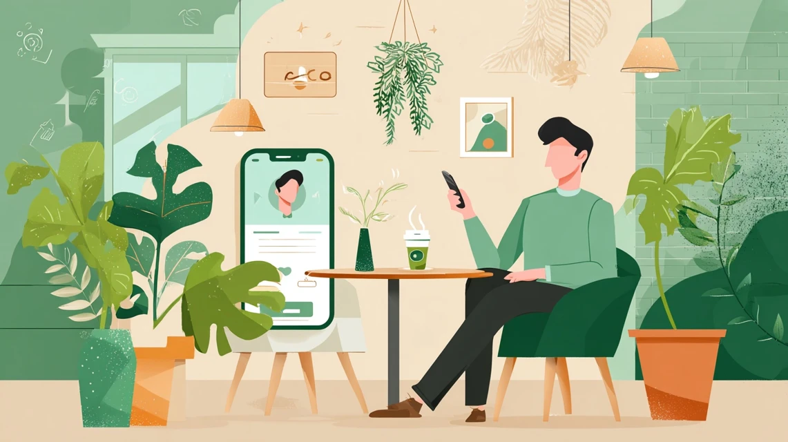 スターターパックで初期費用を節約するイメージを確認する男性