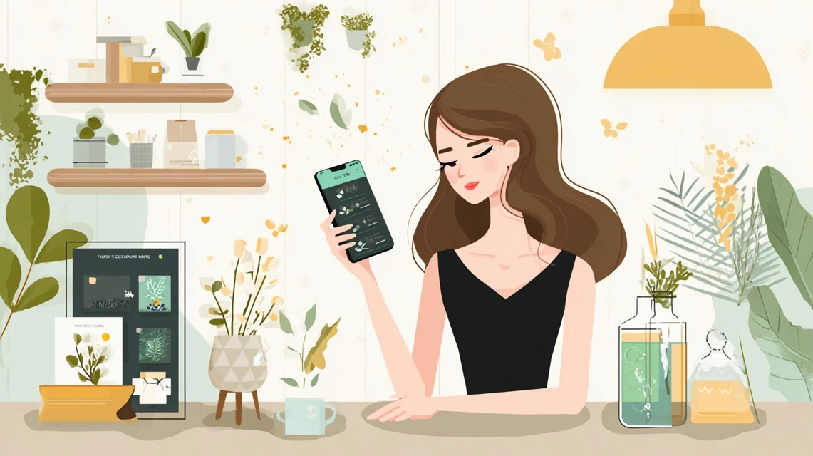 口コミ情報を見る日本人女性の画像