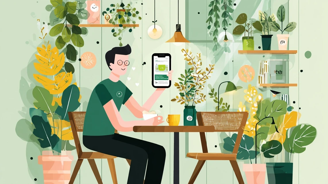 在庫状況をチェックする日本人の画像