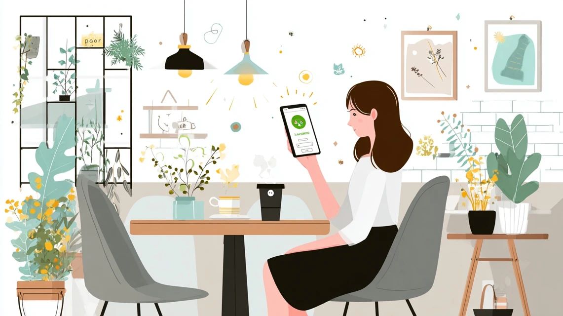 jalラウンジクーポン特典内容を理解する女性