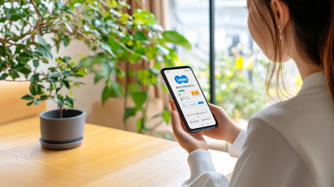 女性がLINEでココスクーポンを表示中