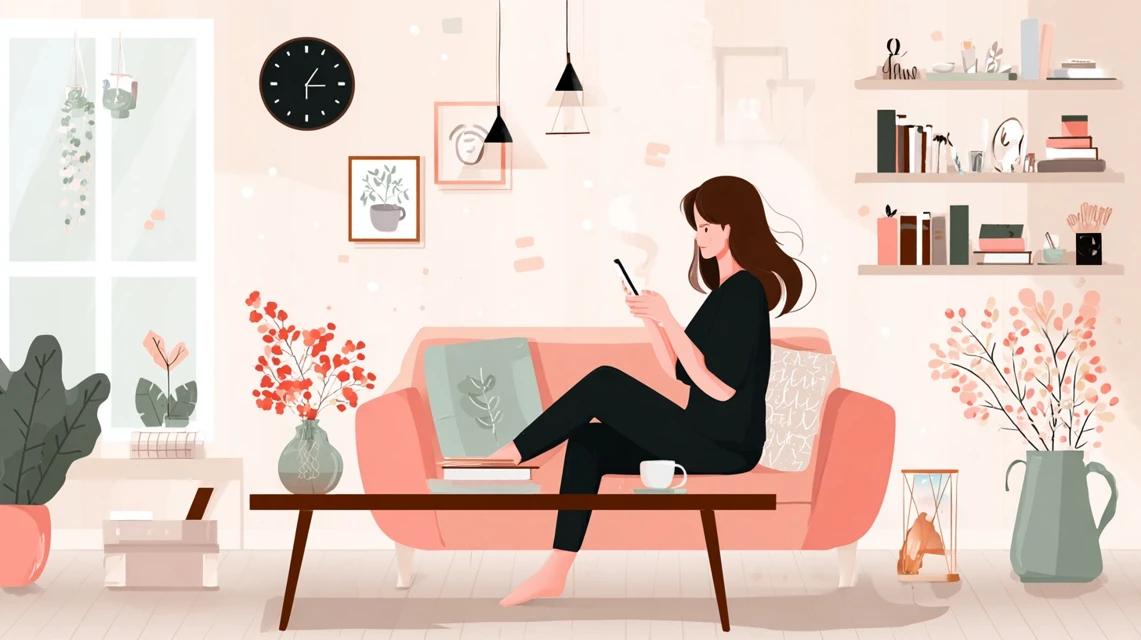 会員コード特典を見る女性の画像
