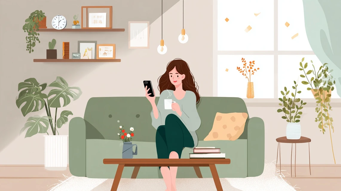 会員優待を確認する日本人の画像