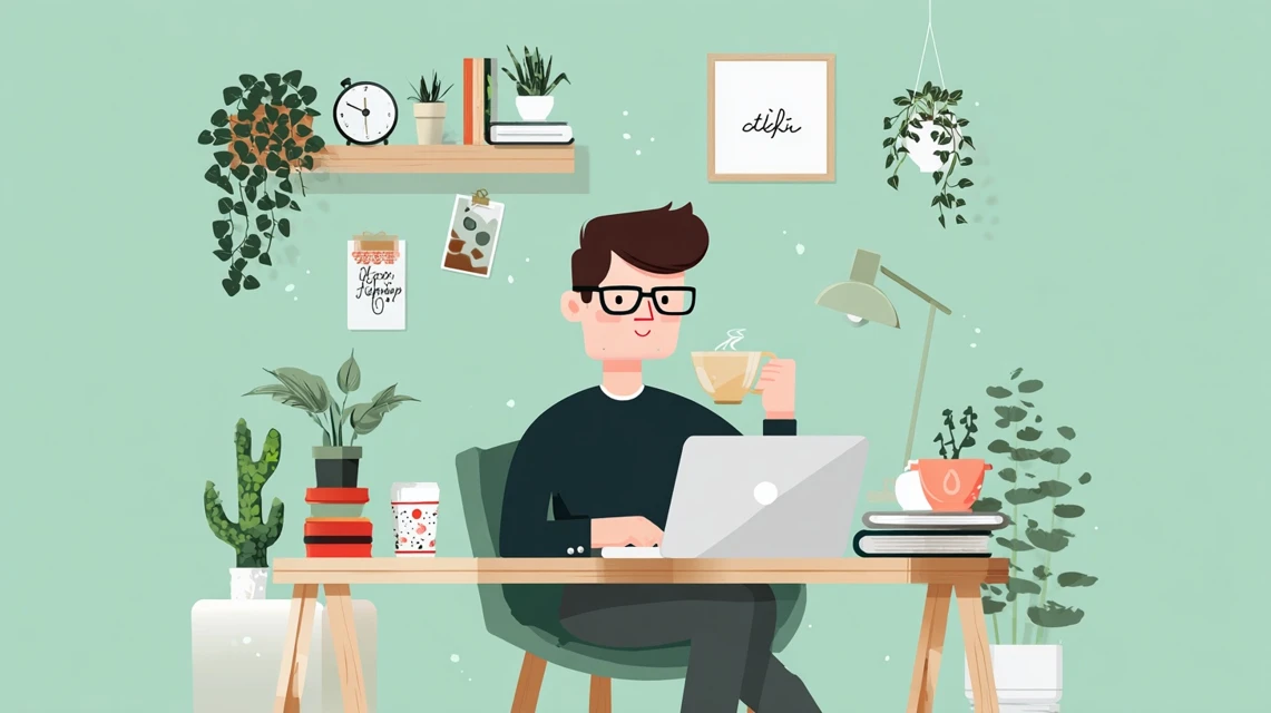 日本人が半額セール情報を見ているシーン
