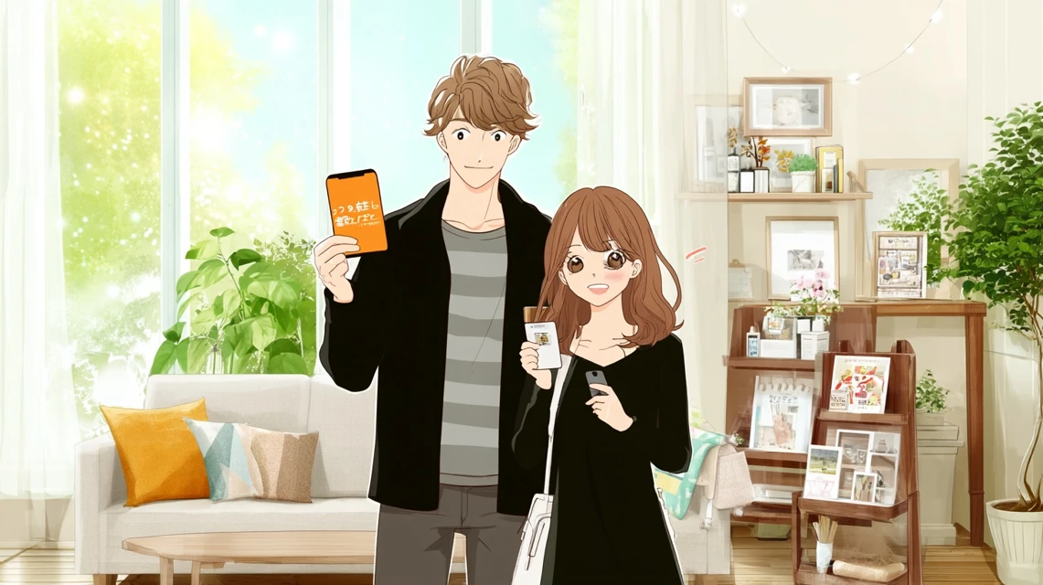 送料無料条件を確認する日本人が写る構図