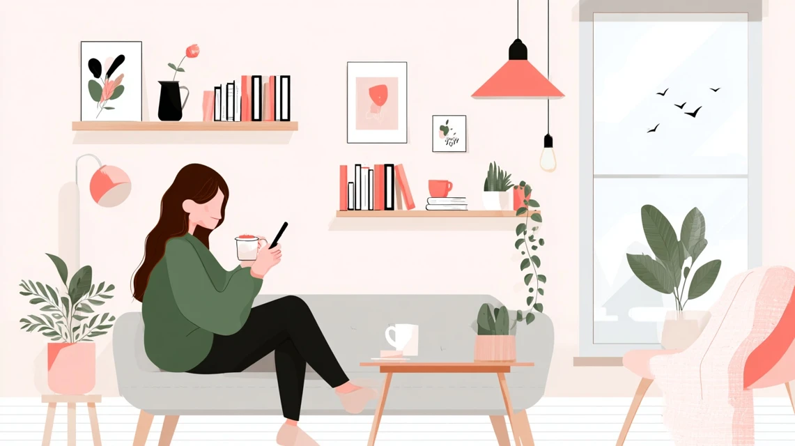 アウトレットの仕組みを確認する女性の姿