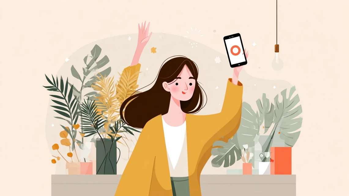 おこめクーポン金額と使い方を確認する日本人女性の画像