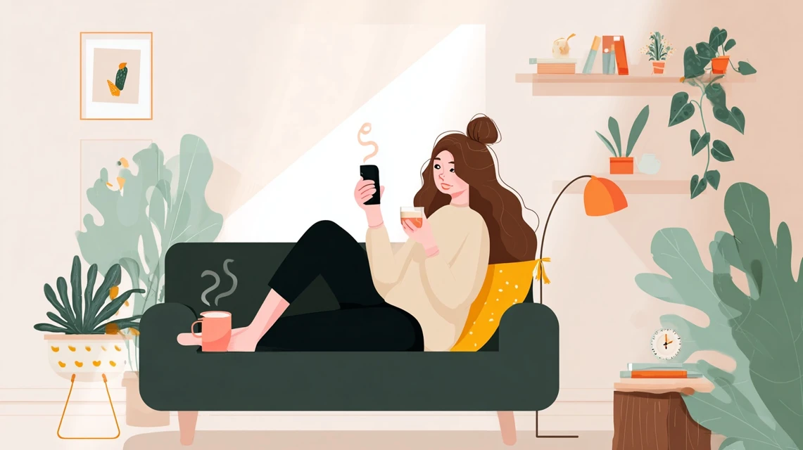 誕生日特典を確認する日本人の画像
