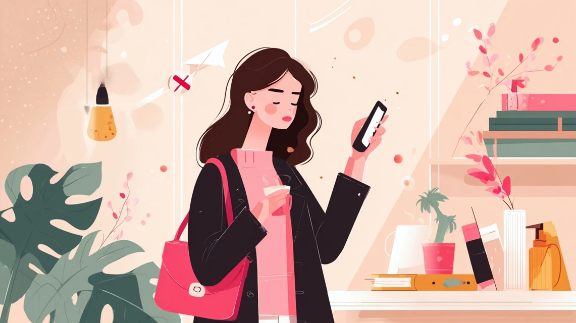 延滞料金を確認する女性が写る