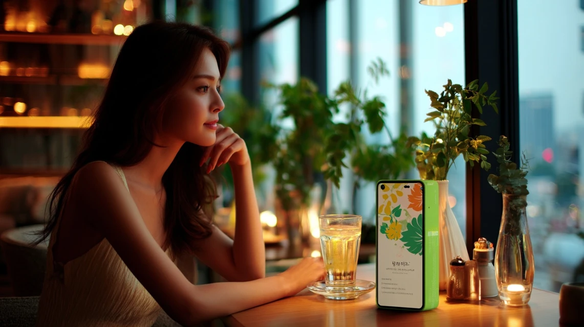 癒しクーポンを確認する日本人の画像
