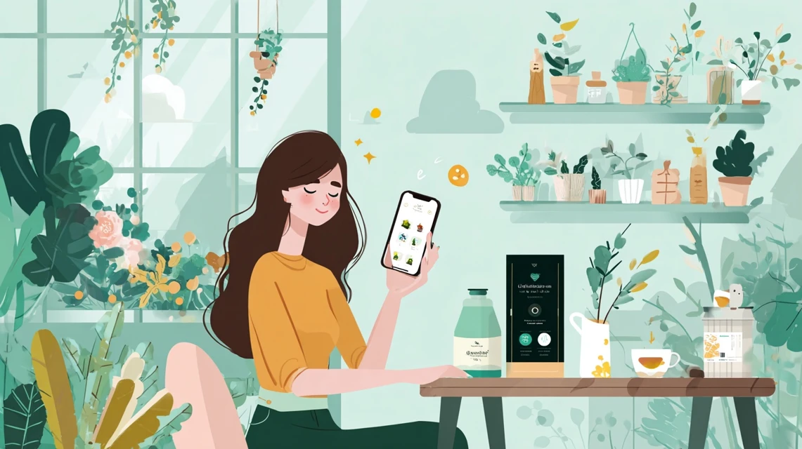 ブッフェでアルコールメニューを選ぶ女性
