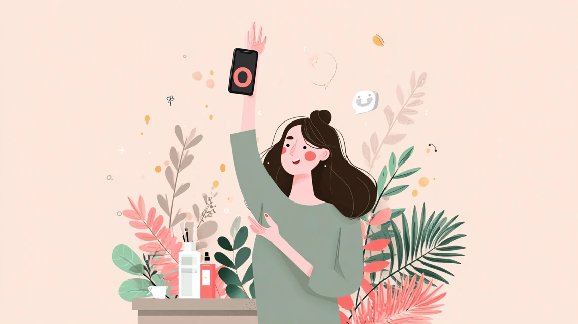 製品の原産国を確認する女性の画像
