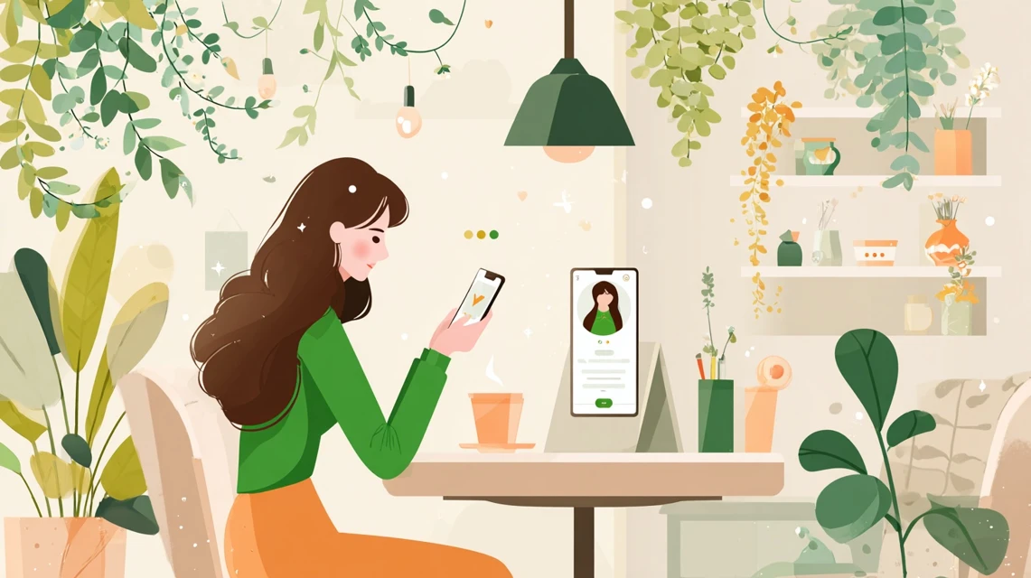 ahamo割引条件を見る女性の画像