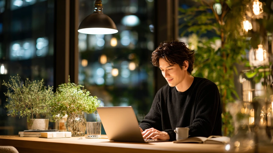 JAF割引を確認する日本人男性