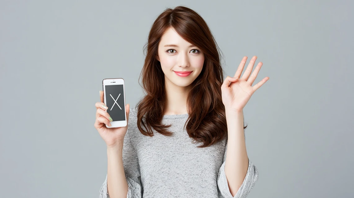 製品比較を行う女性の画像