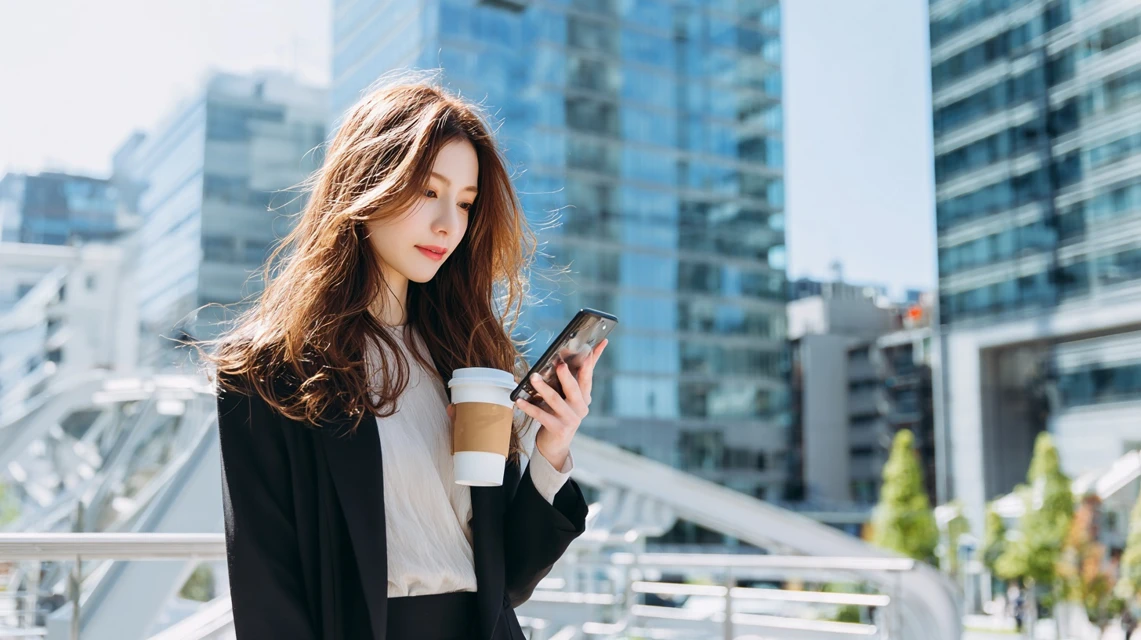 配信スケジュールを見る日本人女性の画像
