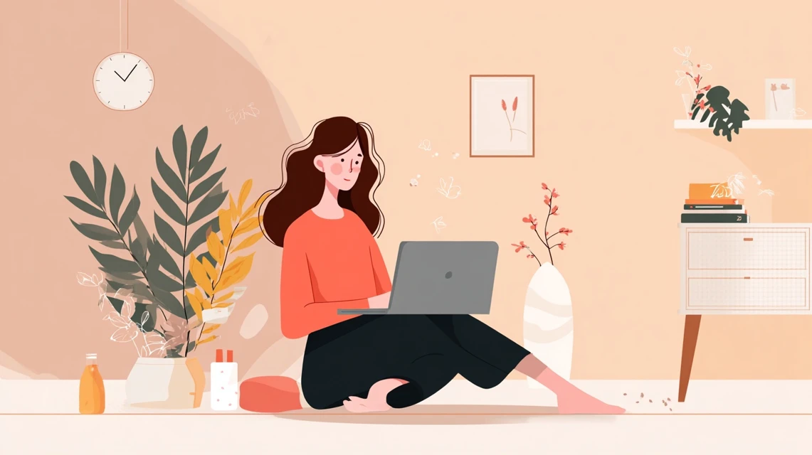 大学生向けおこめクーポン申請手順を見る日本人女性の画像