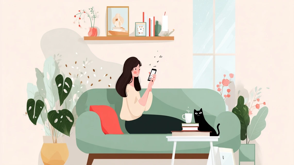 セルフレジでクーポンを失敗なく使うコツを学ぶ女性
