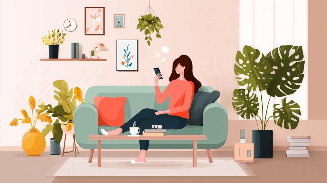 ゼンブブレッドのクーポン利用者の口コミを見る女性