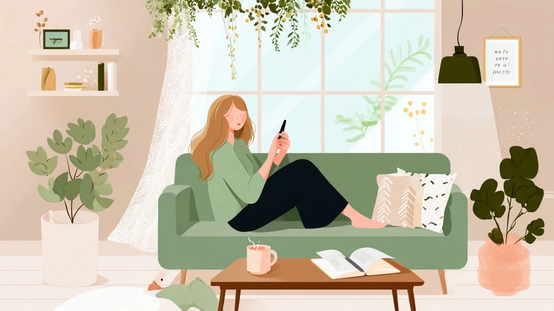 女性がダイニング家具の魅力を確認するシーン