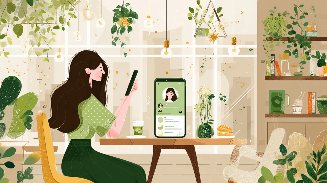 宿泊料金を確認する日本人の画像
