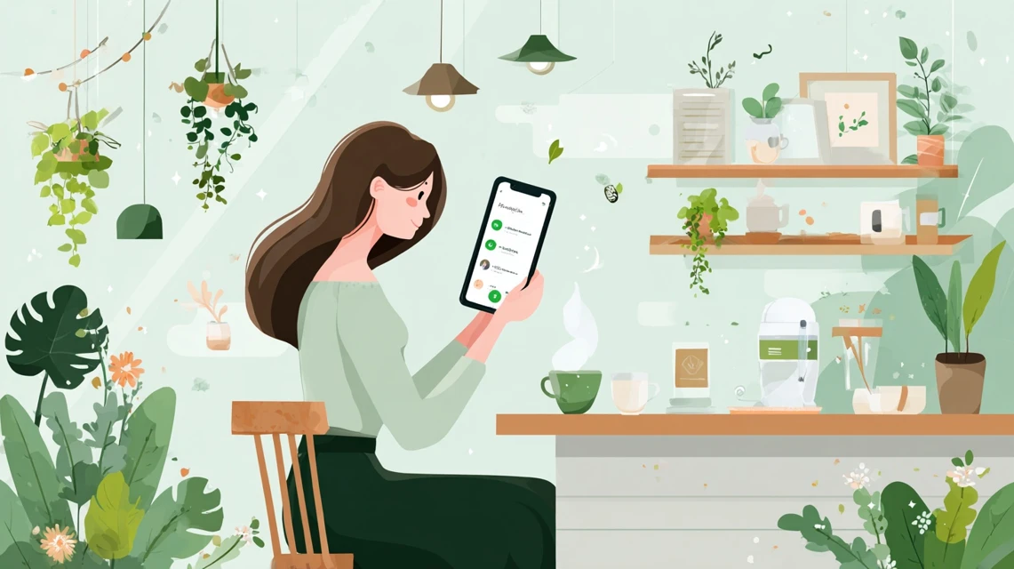 登録特典を確認する日本人の画像