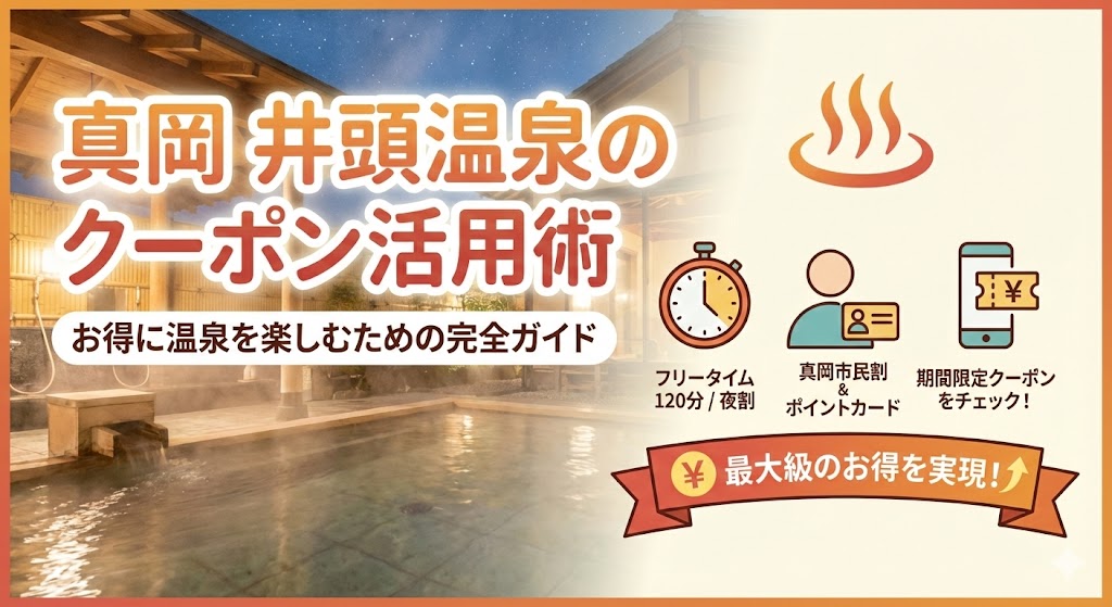 真岡 井頭温泉のクーポンを活用してお得に温泉を楽しむ方法図解