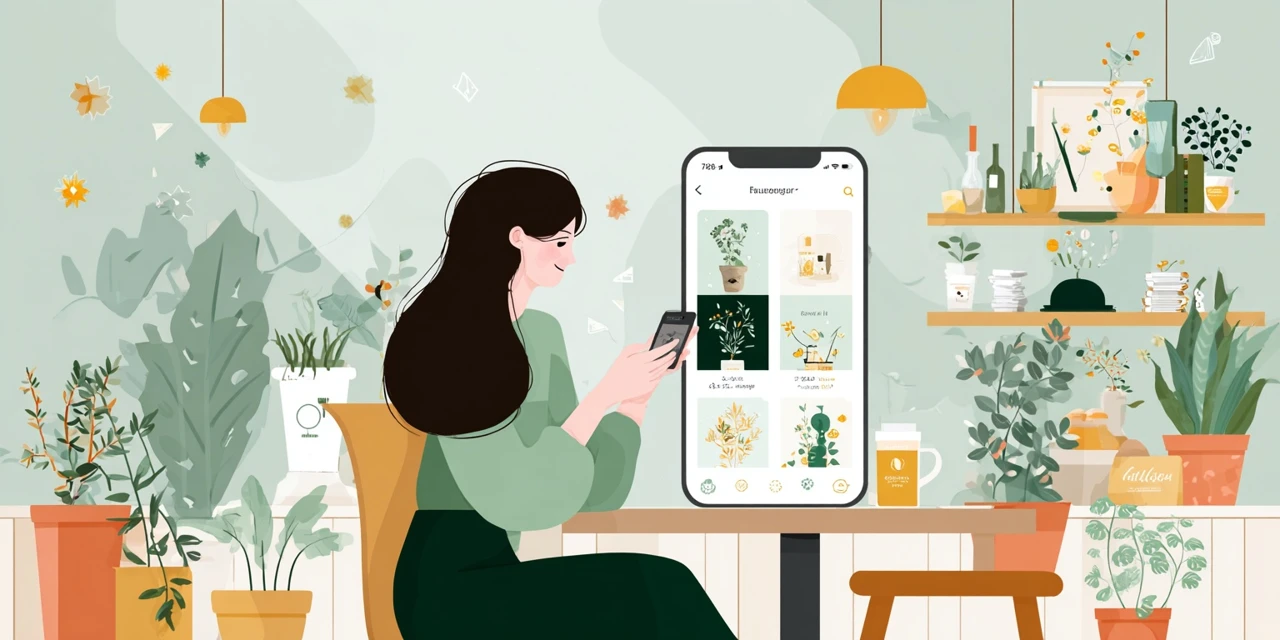 タワレコクーポン取得手順を確認する女性
