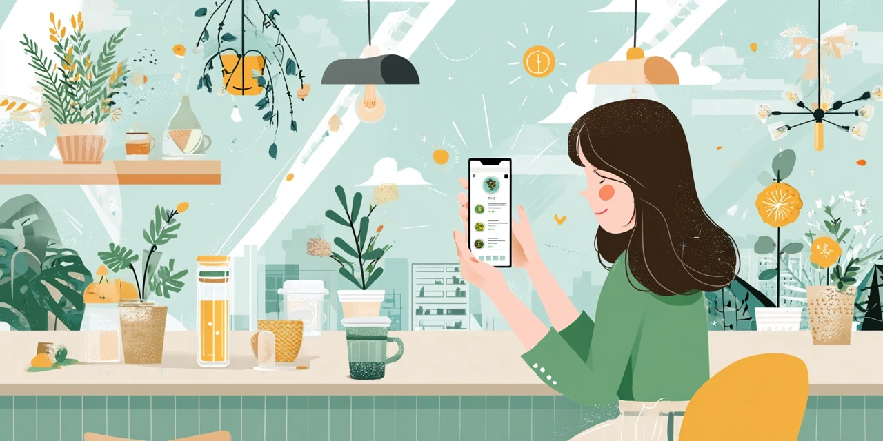 ロッテリアでクーポン提示する女性