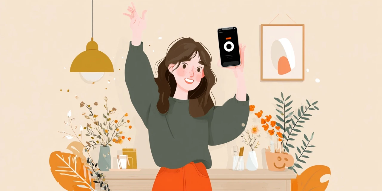 会員登録からエアコンクリ予約までの流れを見る女性
