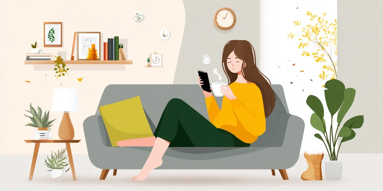 イオンお買物アプリの無料クーポンを使う女性
