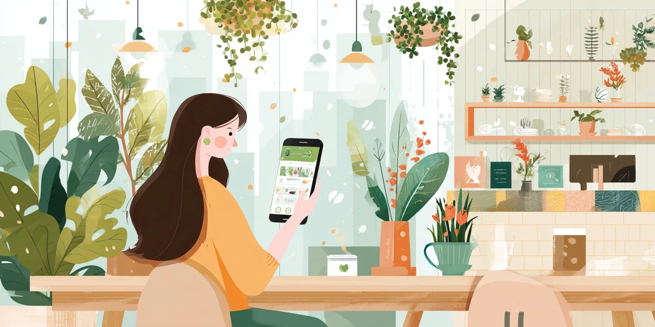 銀のさらのクーポンコード入力を行う女性
