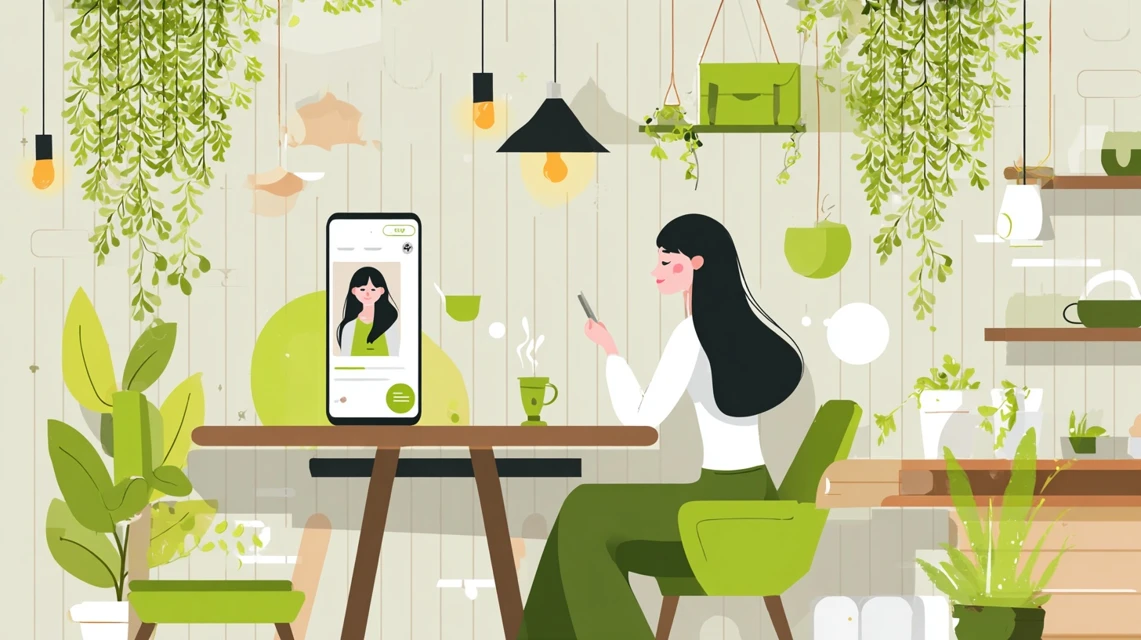 予約確認画面でクーポンを適用する女性
