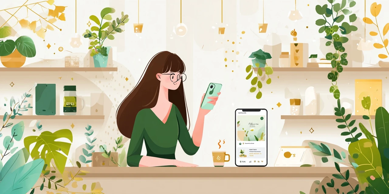 ジンズ誕生日20％割引内容を確認する女性
