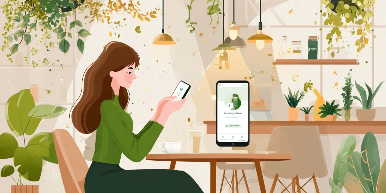 LINEでスポッチャ割引クーポンを確認する日本人
