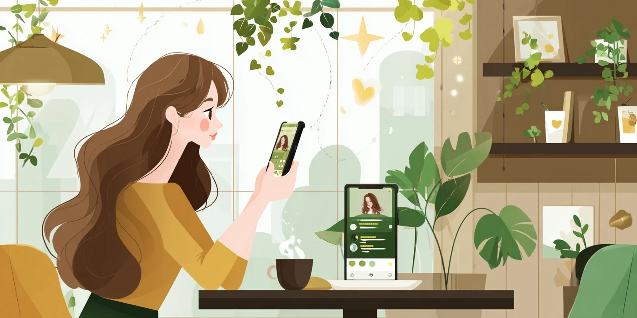 クーポン画面が表示されない原因を調べる女性
