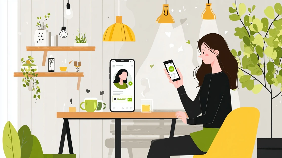 クーポン提示のタイミングを確認する日本人
