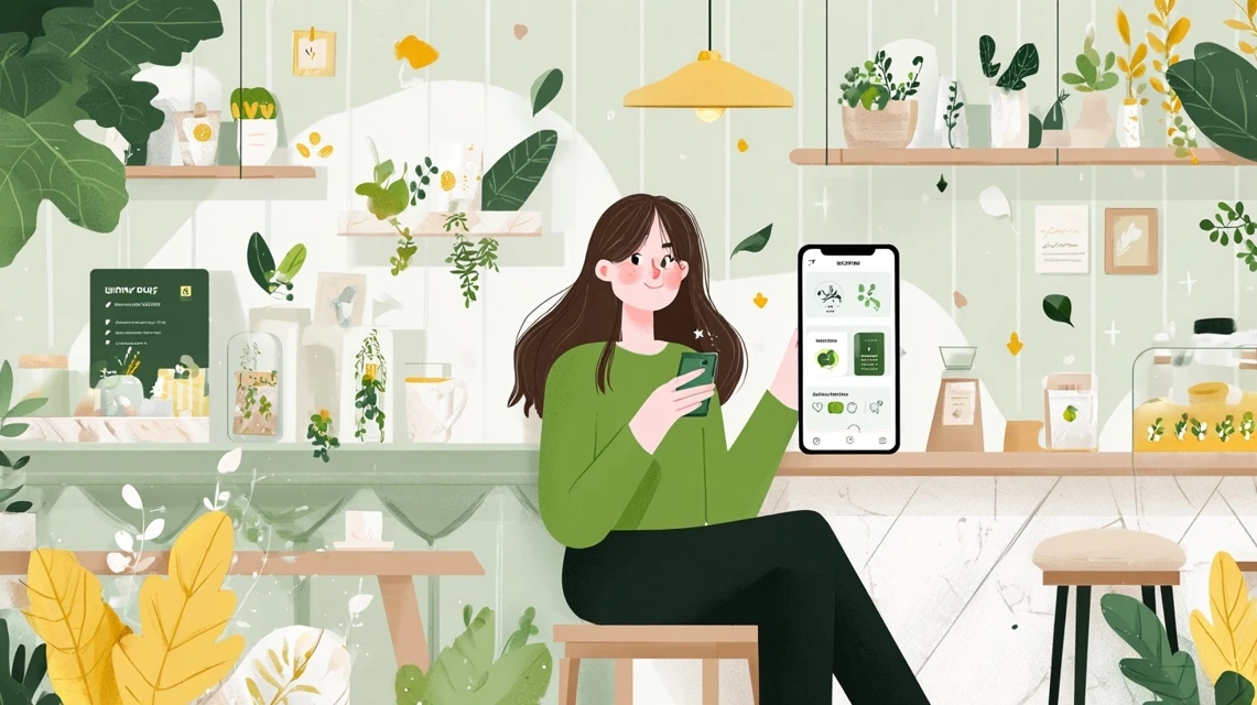 誕生日特典を確認する女性
