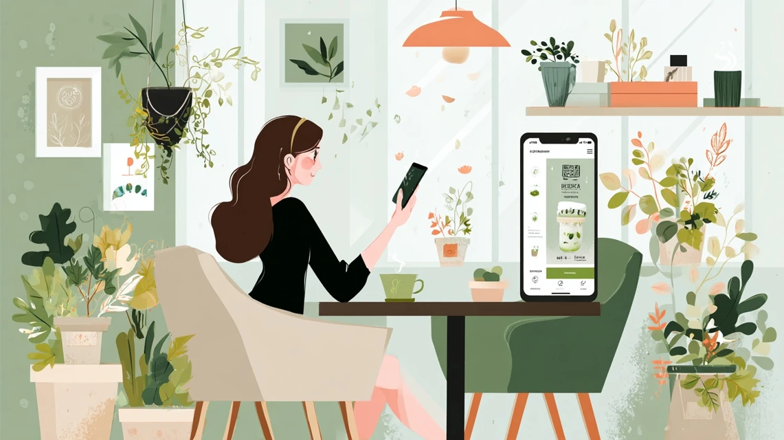 macbook,安く買う方法でポイント還元を見る女性
