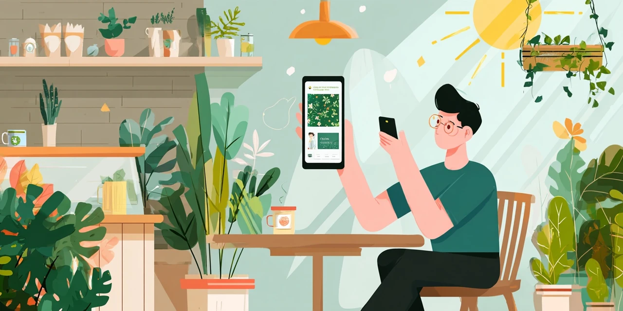 5000ポイント進呈までの流れチャートを見る男性
