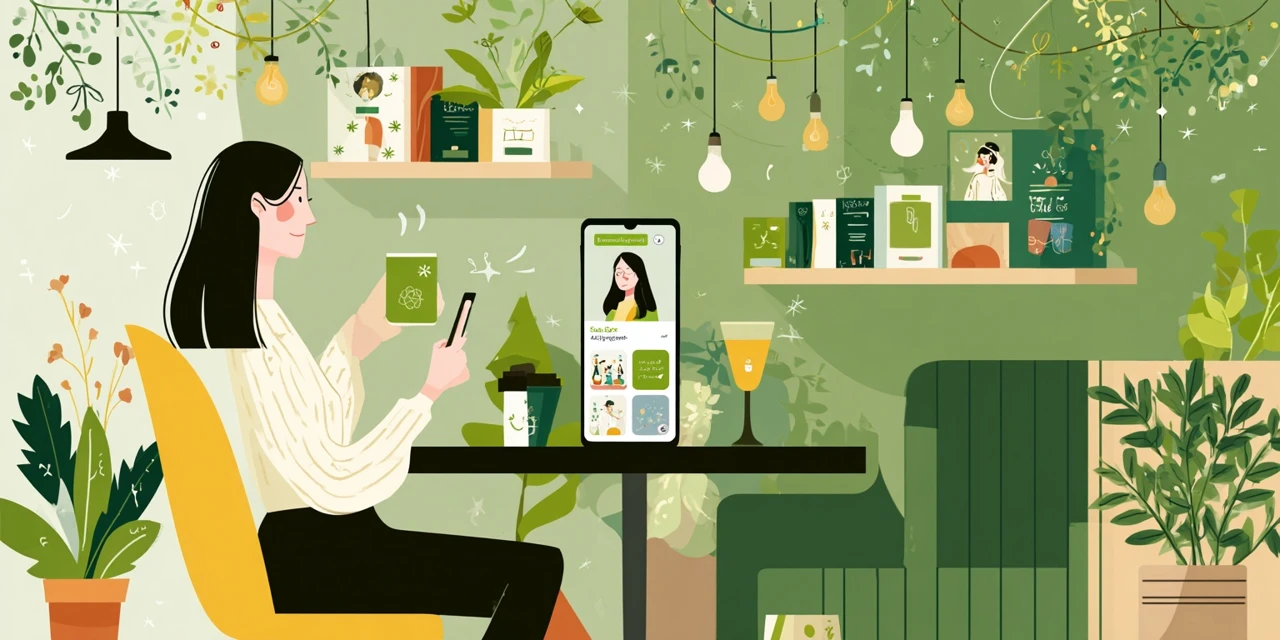 公式アプリでスポッチャ割引を使う女性
