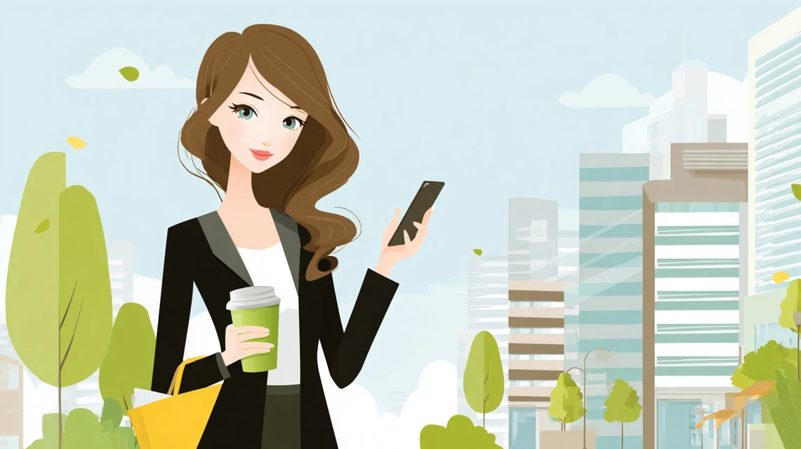 スマホでクーポンを提示する女性
