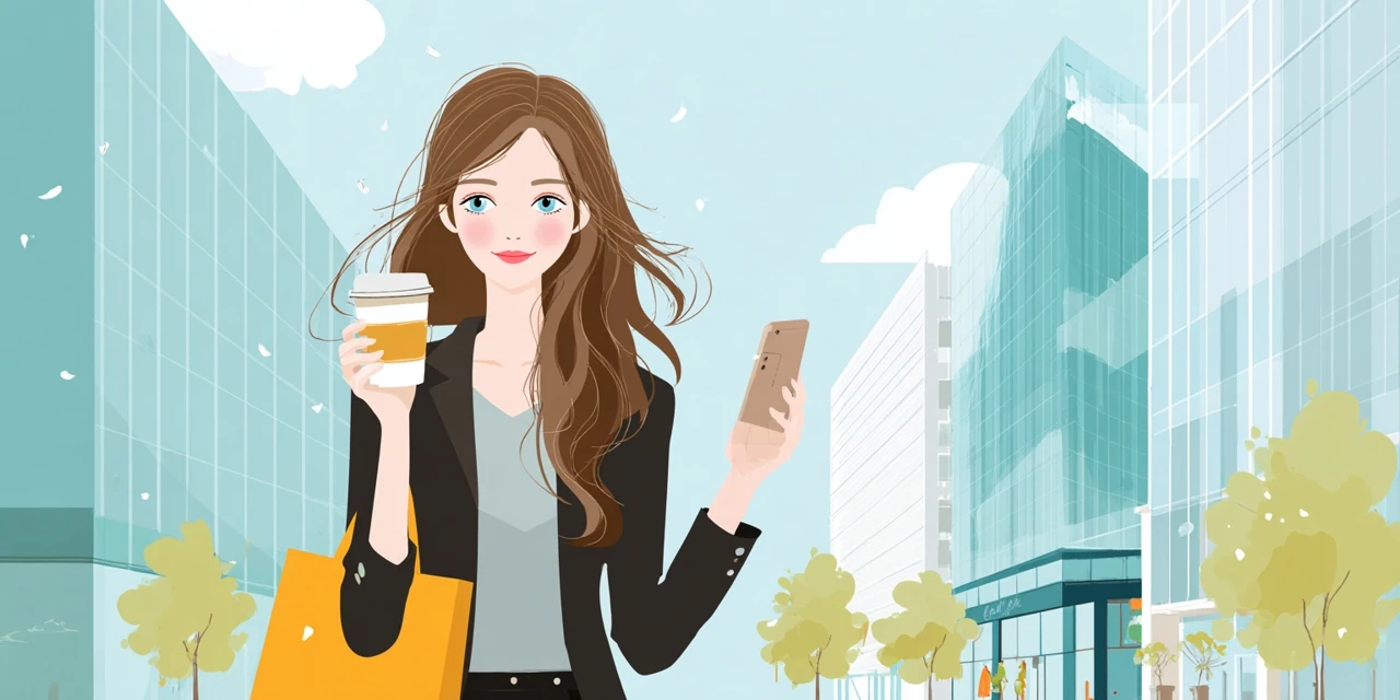 沖縄ハイアットの朝食と時間を確認する女性
